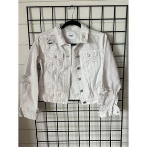 VERVET Distressed Crop Denim‎ Jacket Womens S White Destroyed 90s Y2K